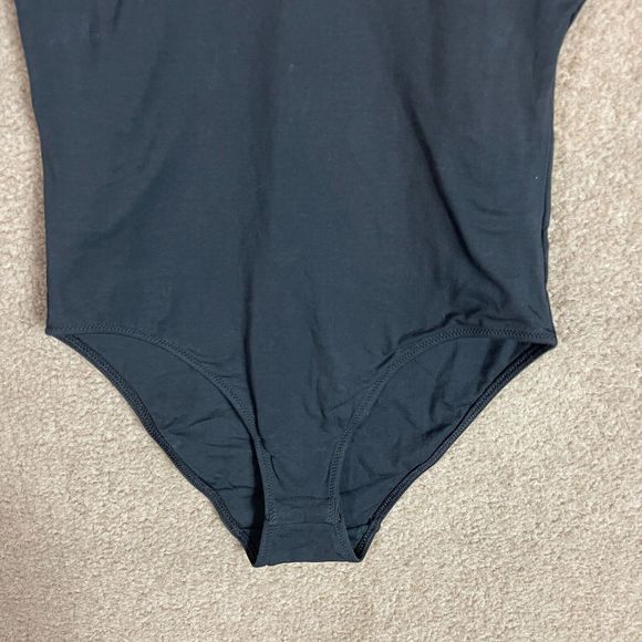 Everlane Bodysuit Top Womens Size XS Black Long Sleeve V Neck Stretch Supima NEW - Picture 3 of 9